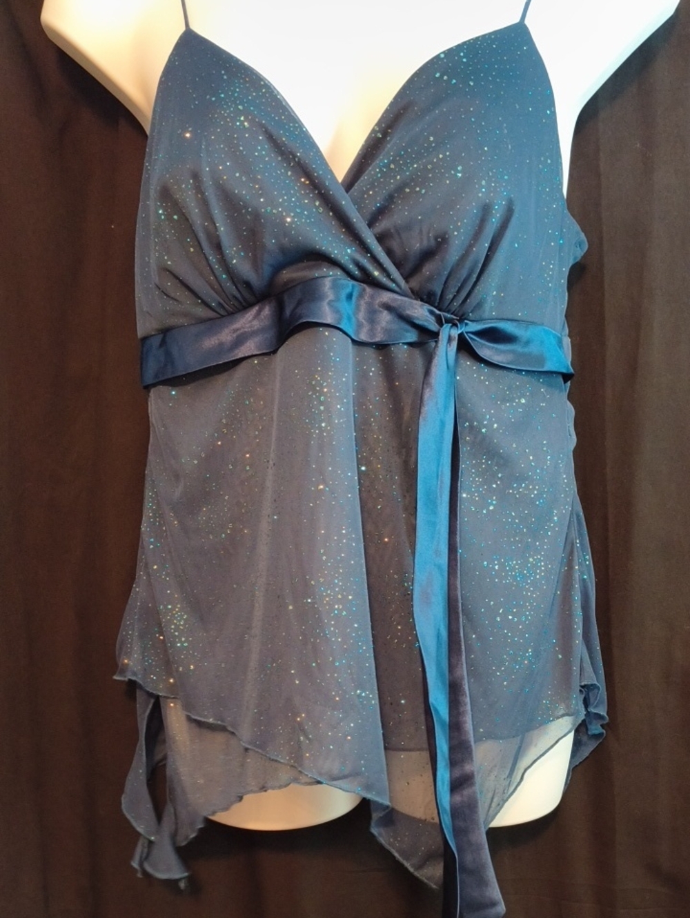 Studio 1940 Teal Sparkle Trim Camisole Label